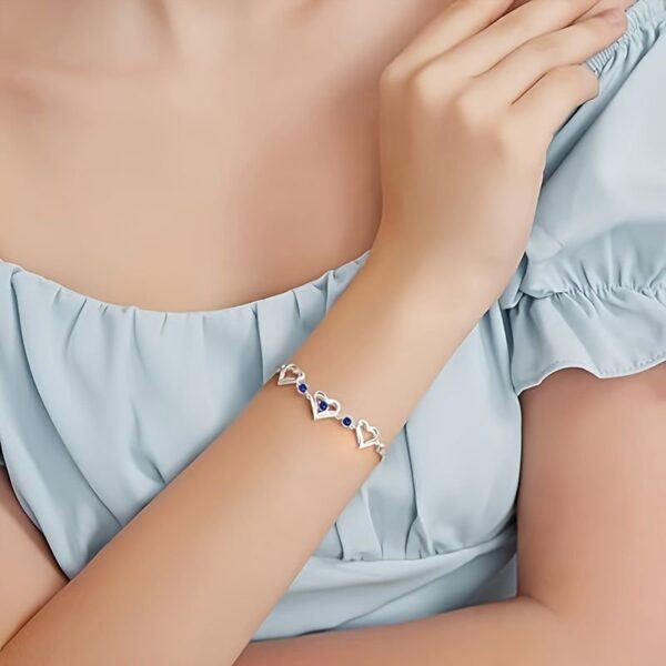 Elegant Heart-Shaped Zircon Bracelet - Sparkling Charm For Everyday Wear - Image 4