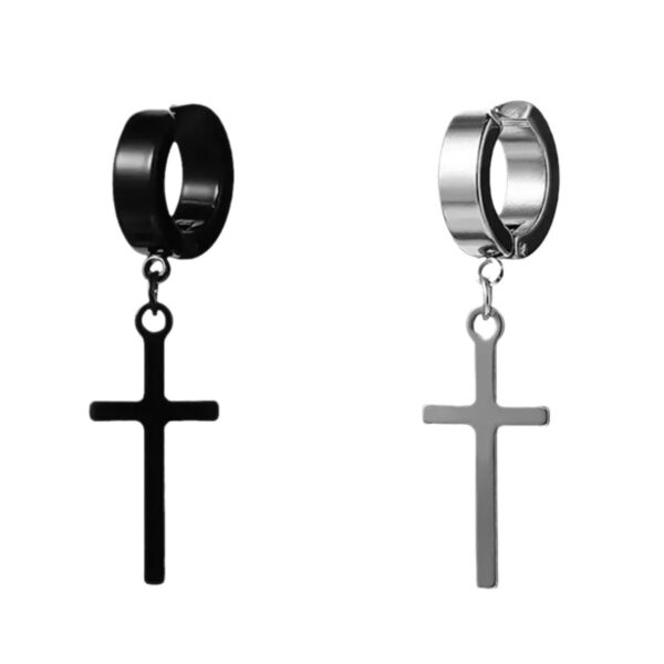 Cross Stud Earrings Male European Hip Hop - Image 2