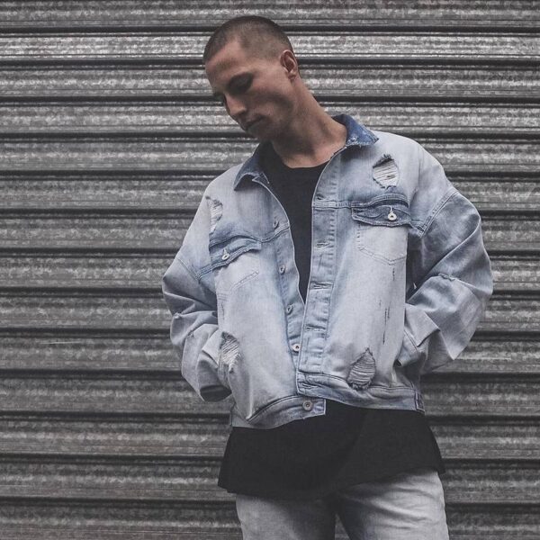 Loose Shoulder Batwing Sleeve Trendy Men's Coat - Image 5