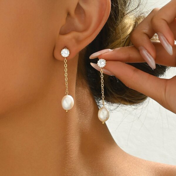 Elegant Pearl Drop Earrings -  Hypoallergenic And Lightweight - Image 4