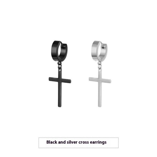 Cross Stud Earrings Male European Hip Hop - Image 8