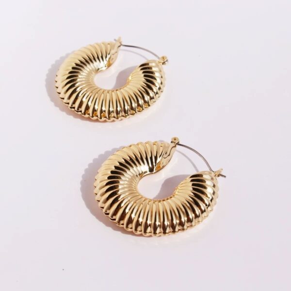 Golden Spiral Hoop Earrings Set - Elegant And Versatile Jewelry - Image 9