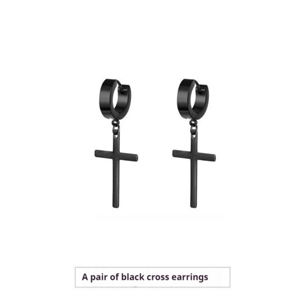 Cross Stud Earrings Male European Hip Hop - Image 6