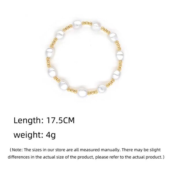 Elegant Freshwater Pearl And  Gold Bead Stretch Bracelet - Image 4