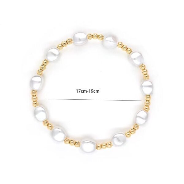 Elegant Freshwater Pearl And  Gold Bead Stretch Bracelet - Image 2