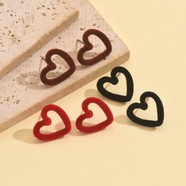 Charming Heart-Shaped Fuzzy Stud Earrings - Perfect For Everyday Wear - Image 3
