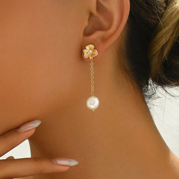 Elegant Pearl Drop Earrings -  Hypoallergenic And Lightweight - Image 2