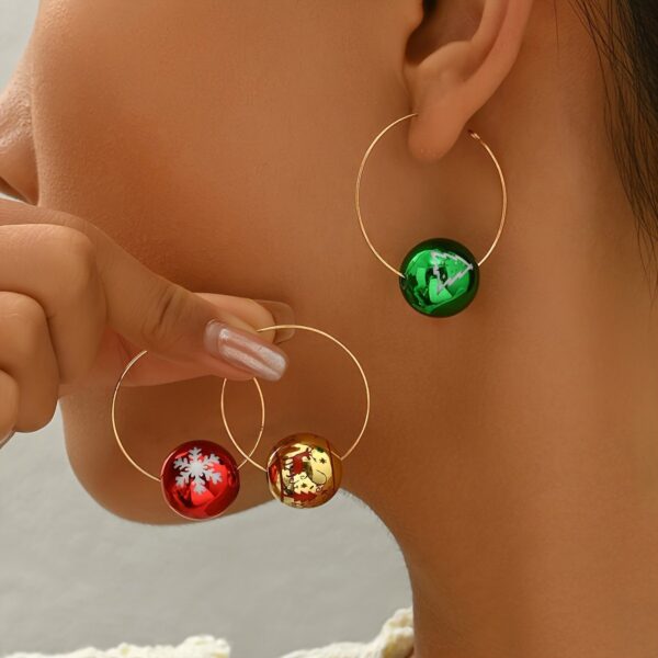 Christmas Charm Earrings - Festive Hoop Design With Snowflake Ornaments