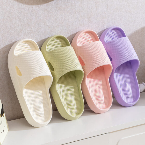 Solid Color Thick Bottom Home Slippers Summer Non-slip Floor Bathroom Slipper Women & Couples Shoes