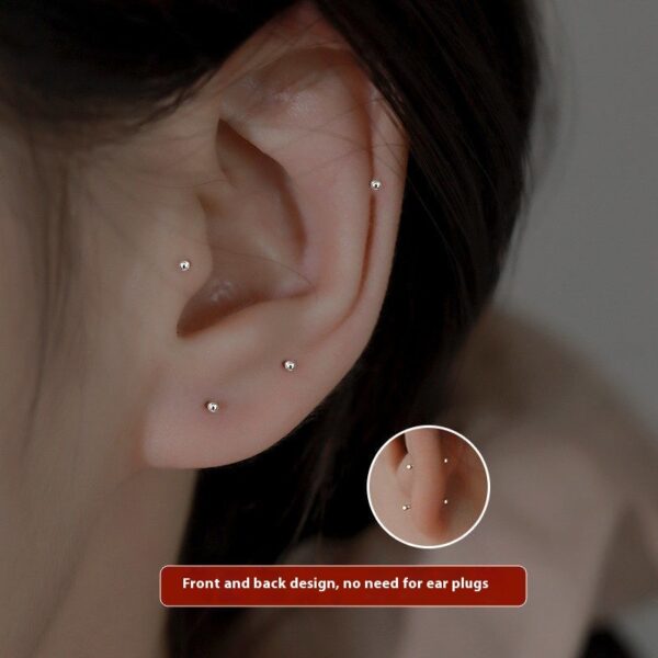 925 Silver Plated Pierced-ear-caring Ear Studs Women - Image 3