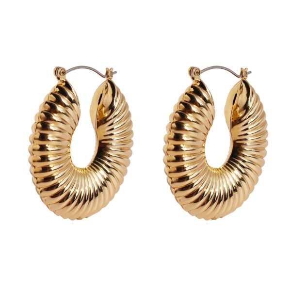 Golden Spiral Hoop Earrings Set - Elegant And Versatile Jewelry - Image 2