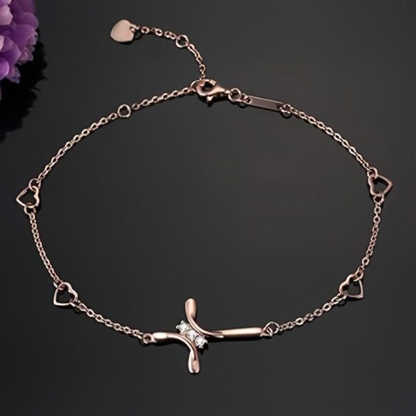 Elegant Silver-Tone Crystal Cross Charm Bracelet -  Perfect For Everyday Wear And Special Occasions - Image 3