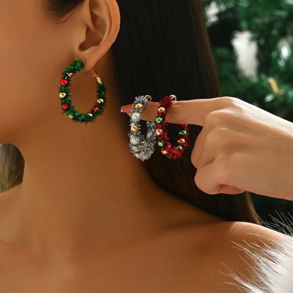 Festive Holiday Hoop  Earrings Set