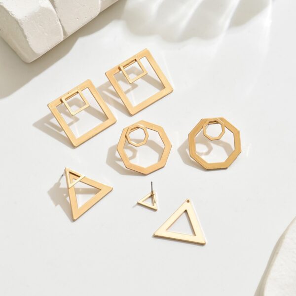 Modern Geometric Gold  Stud Earrings Set - Image 7