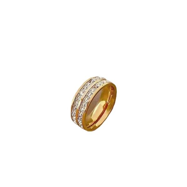 Simple Student Double Single Row Square Diamond Ring - Image 4