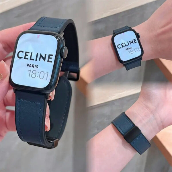 Men Watch Band Folding Magnetic Buckle Genuine Leather - Image 3