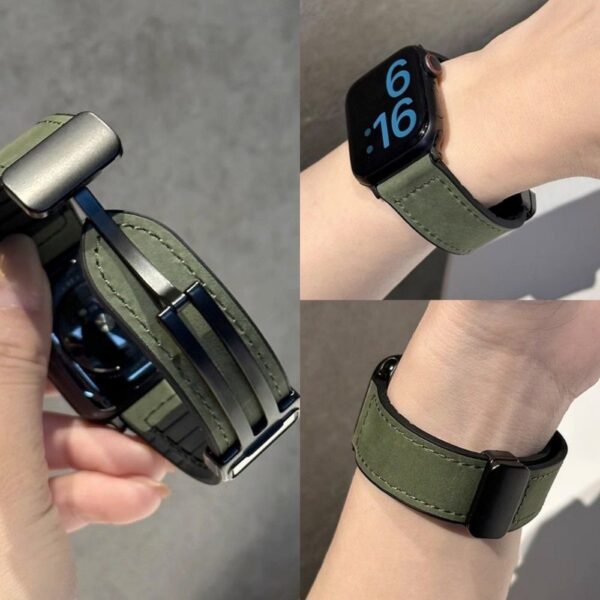 Men Watch Band Folding Magnetic Buckle Genuine Leather - Image 8