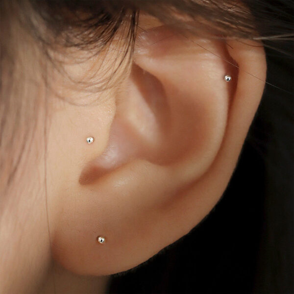 925 Silver Plated Pierced-ear-caring Ear Studs Women - Image 6