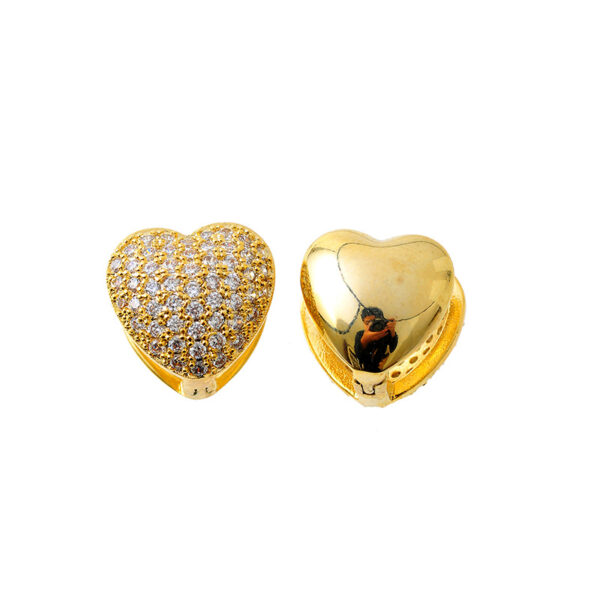 High-grade Diamond Double-sided Golden Three-dimensional Love Ear Clip Women - Image 5