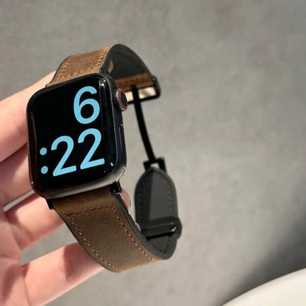 Men Watch Band Folding Magnetic Buckle Genuine Leather - Image 6