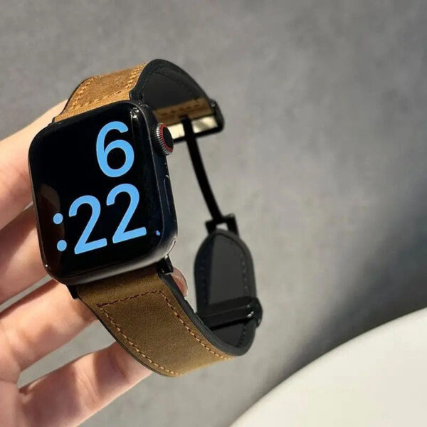 Men Watch Band Folding Magnetic Buckle Genuine Leather - Image 10