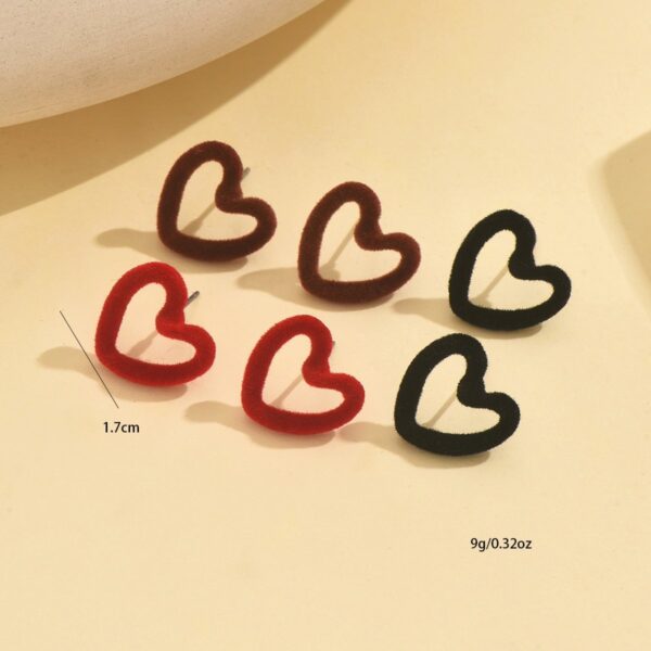 Charming Heart-Shaped Fuzzy Stud Earrings - Perfect For Everyday Wear - Image 5