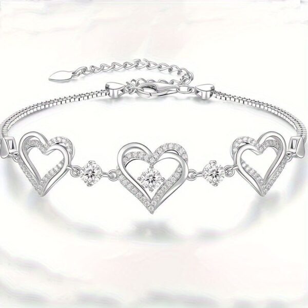 Elegant Heart-Shaped Zircon Bracelet - Sparkling Charm For Everyday Wear - Image 7