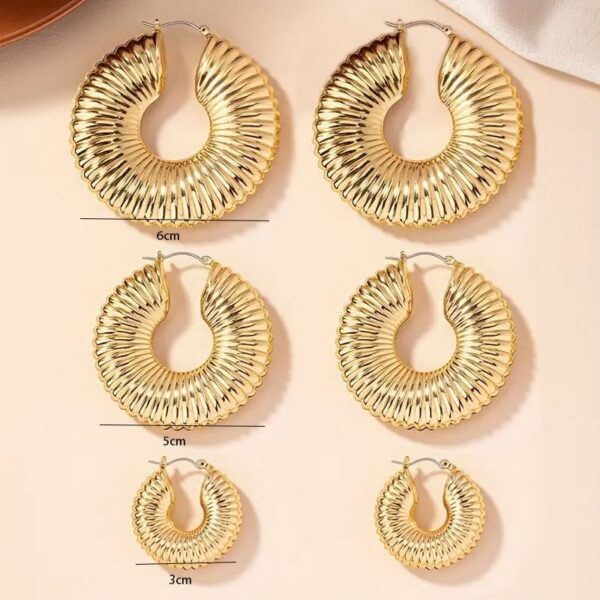 Golden Spiral Hoop Earrings Set - Elegant And Versatile Jewelry - Image 7