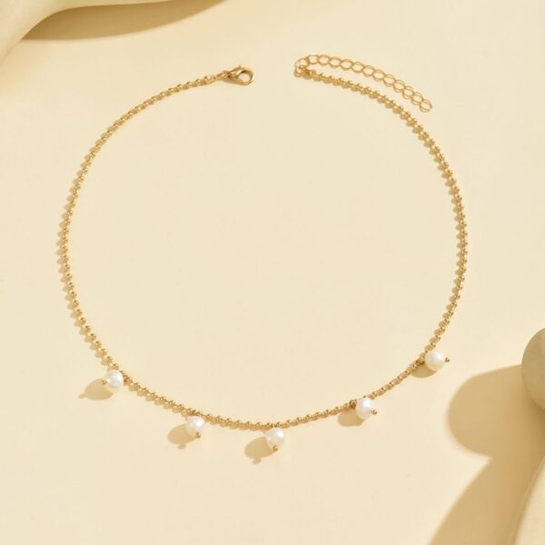 Elegant Gold-Tone Pearl Drop Anklet -  Stylish And Dainty Foot Jewelry - Image 4