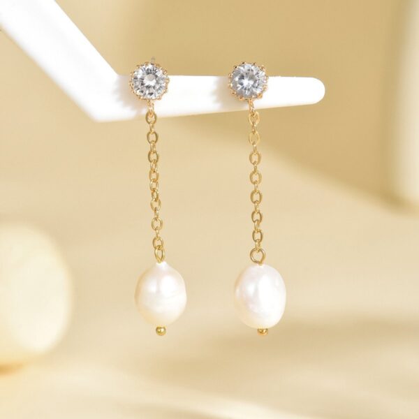 Elegant Pearl Drop Earrings -  Hypoallergenic And Lightweight - Image 3