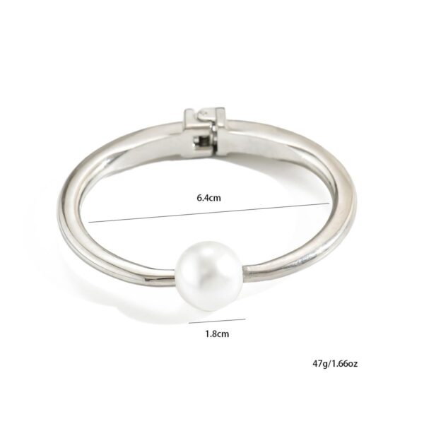 Luxe 14K Gold-Plated Pearl Bangle Bracelet -  Radiant And Timeless Elegance - Image 2