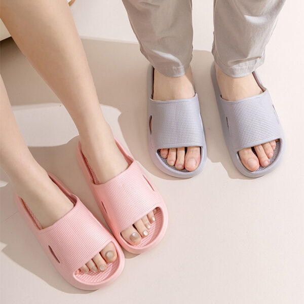 Solid Color Thick Bottom Home Slippers Summer Non-slip Floor Bathroom Slipper Women & Couples Shoes - Image 2