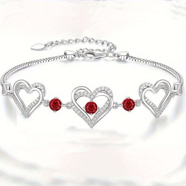 Elegant Heart-Shaped Zircon Bracelet - Sparkling Charm For Everyday Wear - Image 3