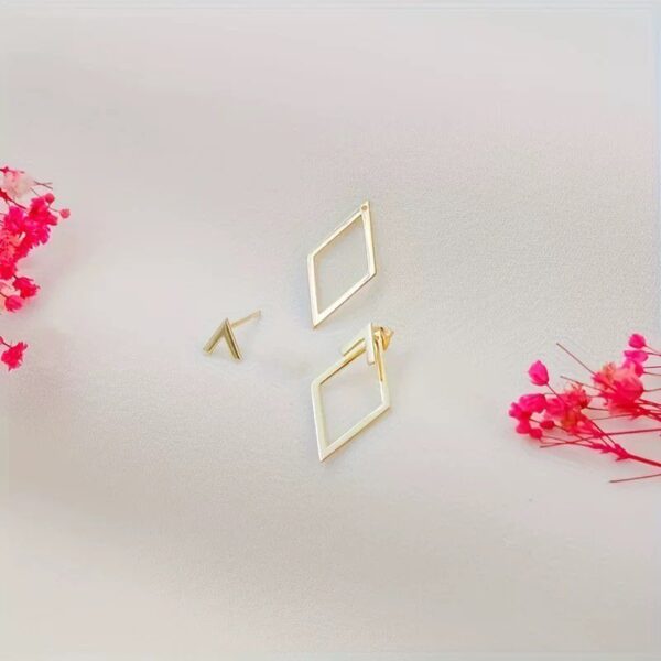 Modern Geometric Gold  Stud Earrings Set - Image 3