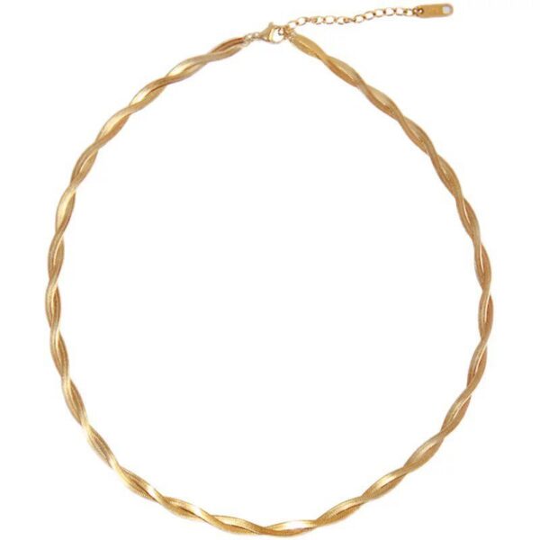 Elegant Gold-Tone Twisted Chain  Choker Necklace For Women - Image 3