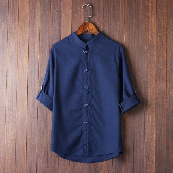 Men's Linen Vintage Plus Size Shirt - Image 5