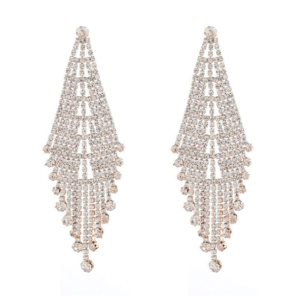 High-grade Light Luxury Sparkling Full Rhinestone Geometric Ear Studs Earrings - Image 5