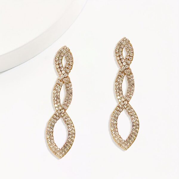 Elevate Your Style  Stunning  Crystal Encrusted Drop Earrings - Image 3